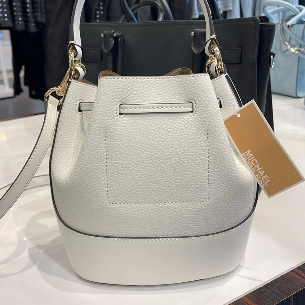 MICHAEL KORS 
Reed Medium Pebbled Leather Bucket Bag Satchel Crossbody Handbag - Picture 4 of 16